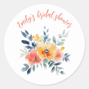 Adesivo Chá de Bebê Floral em Aquarela Personalizado