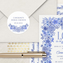 Adesivo Chá de Bebê Floral Francês Azul