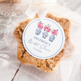 Adesivo Chá de Bebê Floral Rosa Porcelana Chinoiserie