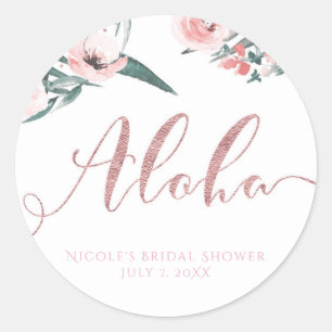 Adesivo Chá de Bebê Floral Tropical Rosa Aloha de Verão