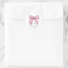 Adesivo Chá de Bebê Fofo com Laço Rosa