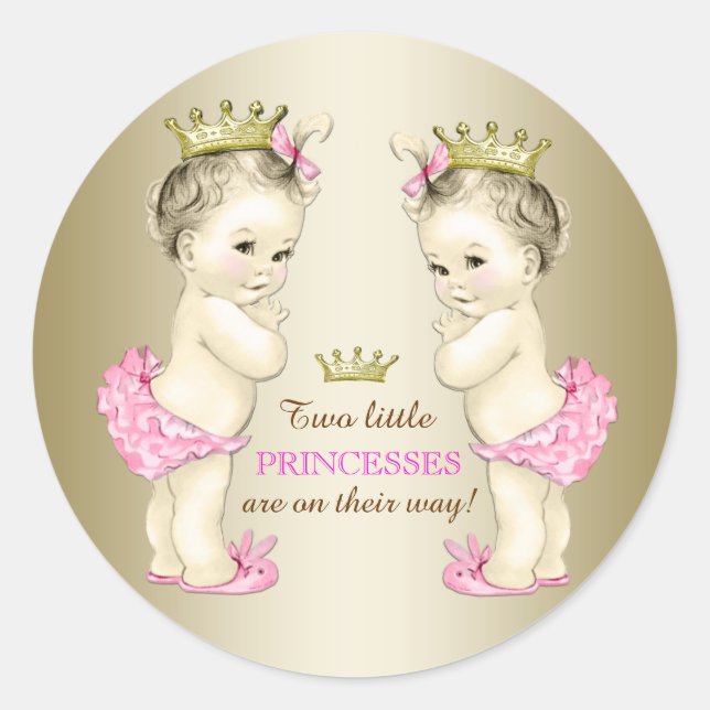 Adesivo Chá de Bebê Gêmeas Princesas (Frente)