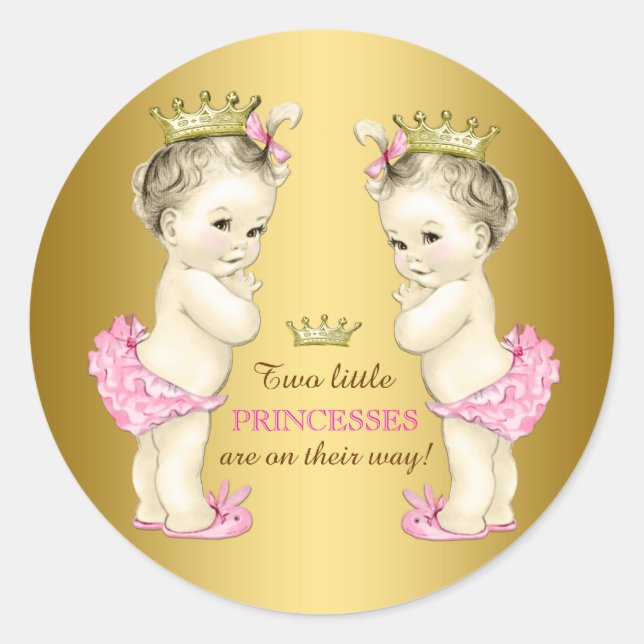 Adesivo Chá de Bebê Gêmeas Princesas (Frente)
