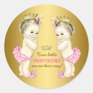 Adesivo Chá de Bebê Gêmeas Princesas
