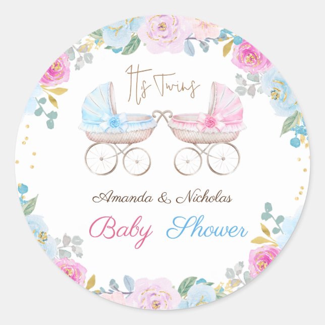 Adesivo Chá de Bebê Gêmeos  (Frente)