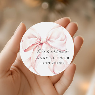 Adesivo Chá de Bebê Laço Rosa Elegante
