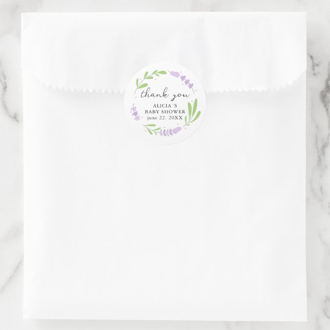 Adesivo Chá de Bebê Lilás Lavanda Obrigado (Bolsa)