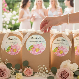 Adesivo Chá de Bebê Lírio de Água Rosa e Perereca