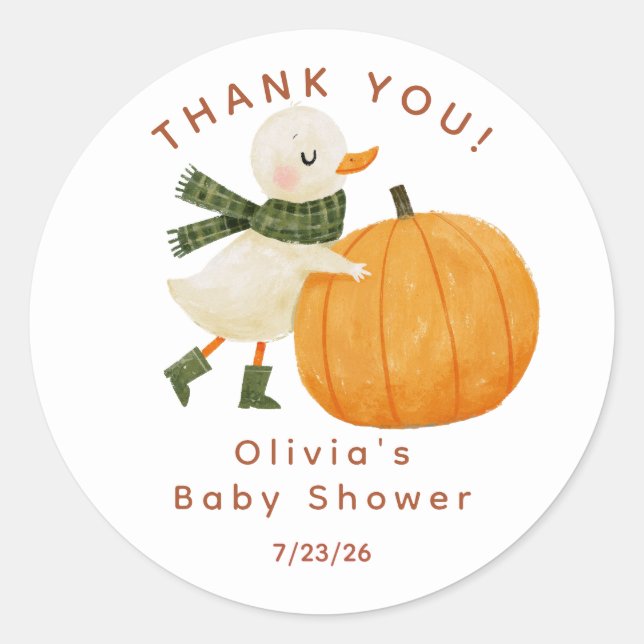 Adesivo Chá de Bebê Little Pumpkin Duck (Frente)