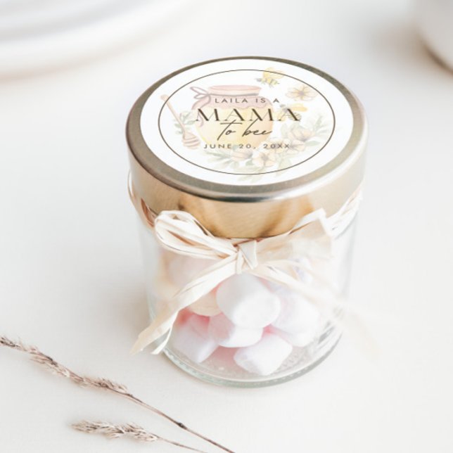 Adesivo Chá de Bebê Mamãe Abelha com Abelhinha Fofa (Add your theme into your personalized party favors with this fun favor sticker!)