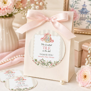 Adesivo Chá de Bebê Menina Azulejo Chinoiserie Rosa
