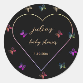 Adesivo Chá de bebê menina Borboleta Coração Rosa