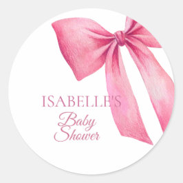 Adesivo Chá de Bebê Menina com Laço Rosa