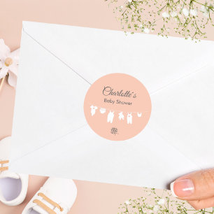 Adesivo Chá de Bebê Menina Minimalista Rosa Blush