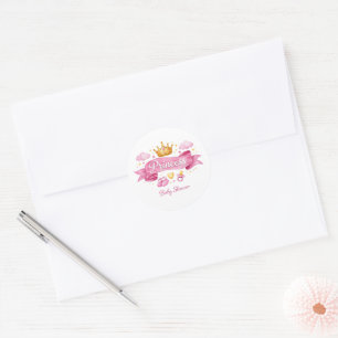 Adesivo Chá de Bebê Menina Princesa Aquarela Rosa