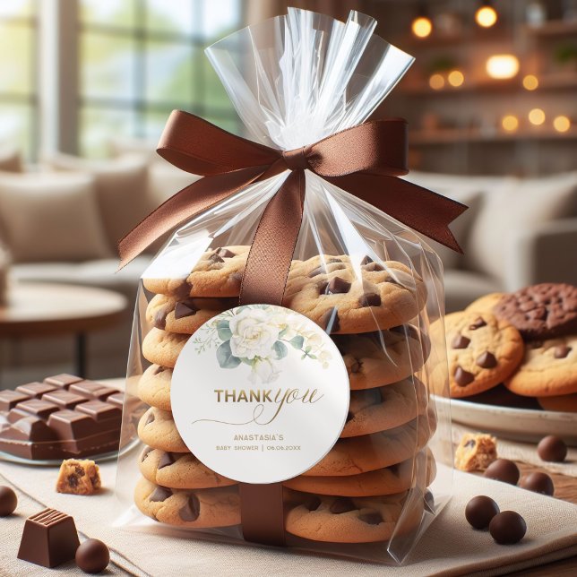 Adesivo Chá de Bebê Menino – Balão Dourado e Folhagens (Criador carregado)