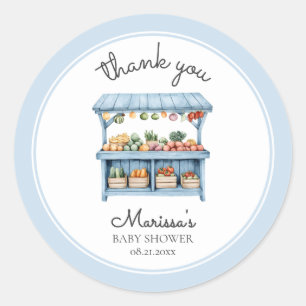 Adesivo Chá de Bebê Menino Farmers Market Obrigado