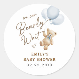 Adesivo Chá de Bebê Menino Urso de Pelúcia que Mal Podemos