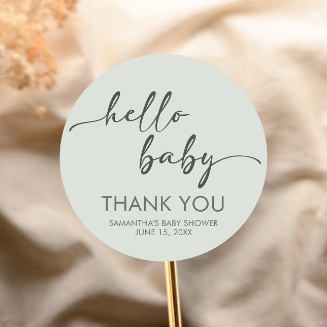 Adesivo Chá de Bebê Minimalista Olá Bebê (Hello Baby Baby Shower Sticker)