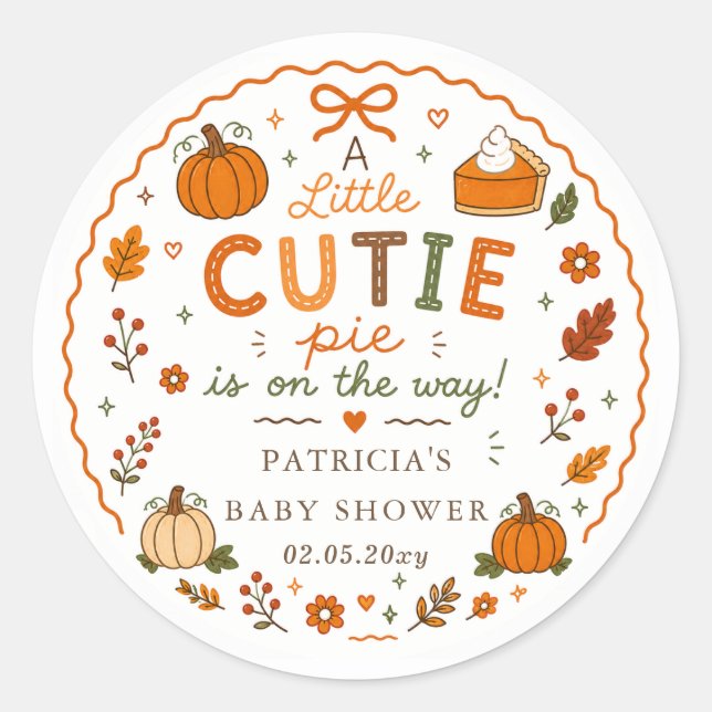 Adesivo Chá de Bebê Neutro Cutie Pie Pumpkin (Frente)