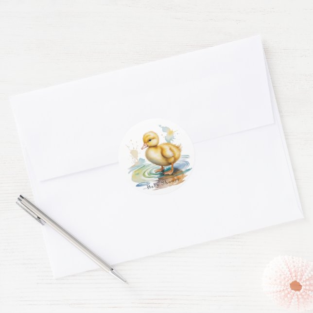 Adesivo Chá de Bebê Neutro Patinho Fofo (Envelope)