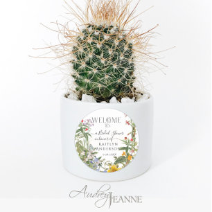 Adesivo Chá de Bebê Nupcial Aquarela de Flores Silvestres