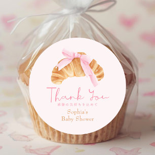 Adesivo Chá de Bebê Obrigada Coquette Croissant