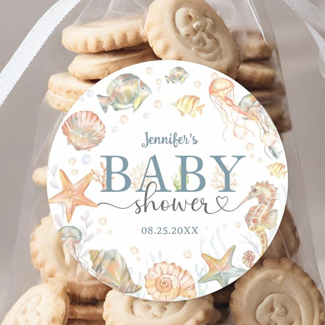 Adesivo Chá de Bebê Oceano Neutro Sob o Mar (Criador carregado)