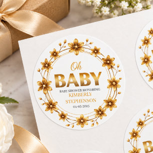 Adesivo Chá de Bebê Oh Baby Watercolor Rosa Dourado