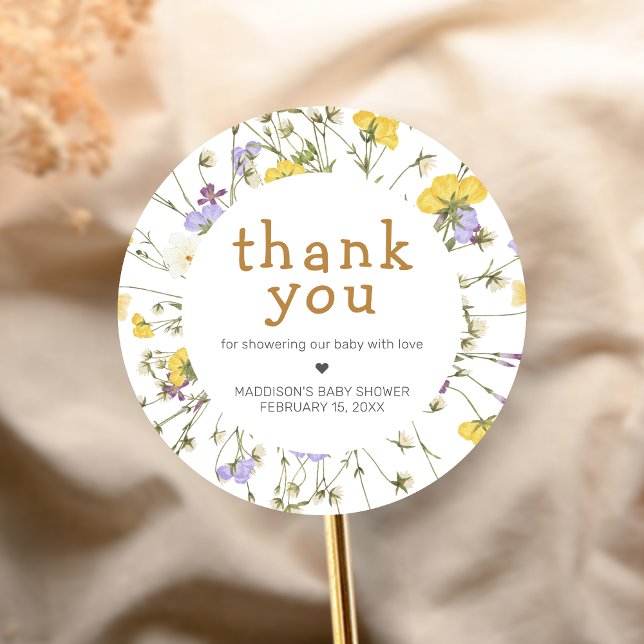 Adesivo Chá de Bebê Pequena Flor Silvestre (Wildflower Baby Shower Sticker)