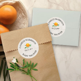 Adesivo Chá de Bebê Personalizado Laranja Cítrica Neutra