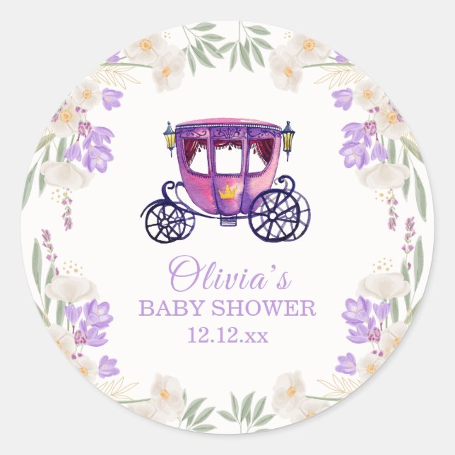 Adesivo Chá de Bebê Princesa Floral Pastel (Frente)