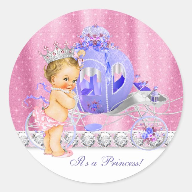 Adesivo Chá de Bebê Princesa Rosa e Roxo Elegante (Frente)