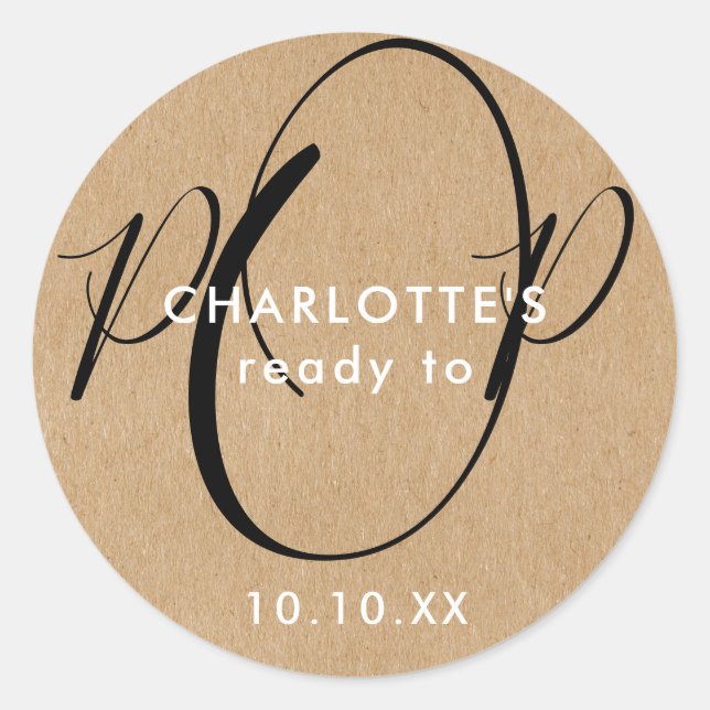 Adesivo Chá de Bebê Pronto para Nascer Rustico Chic Letra (Frente)