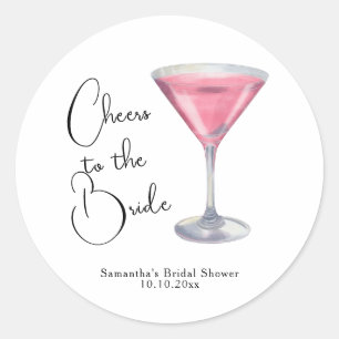 Adesivo Chá de Bebê Rosa Aquarela Cocktail