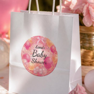 Adesivo Chá de Bebê Rosa Elegante Laço e Confetes