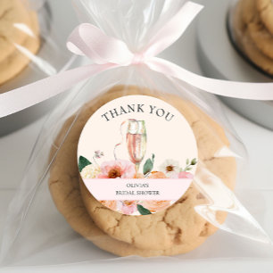 Adesivo Chá de Bebê Rosa Floral Moderno Champanhe