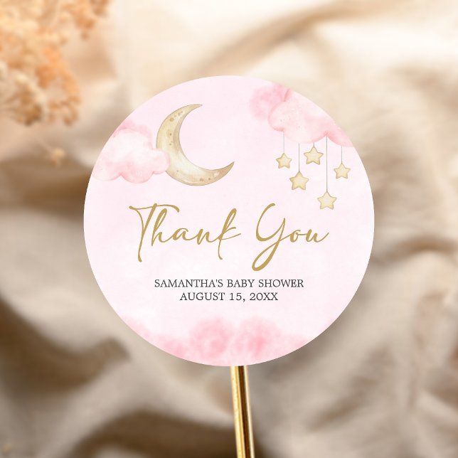 Adesivo Chá de Bebê Rosa Luar (Over the Moon Baby Shower Sticker)