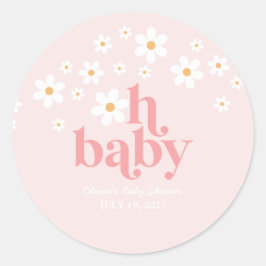Adesivo Chá de Bebê Rosa Retro Daisy