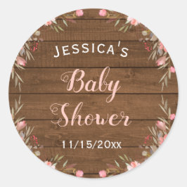 Adesivo Chá de Bebê Rosa Rústica País Russo Favor de Convi