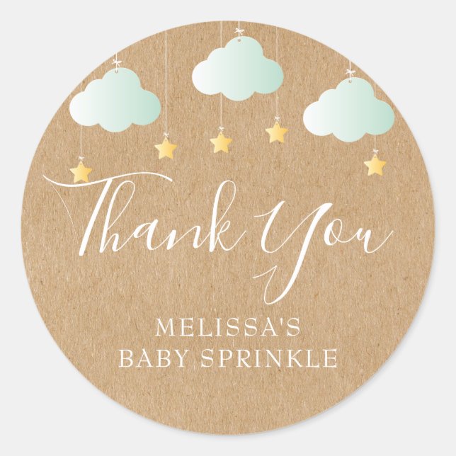 Adesivo Chá de bebê rustic kraft twinkle sprinkle (Frente)