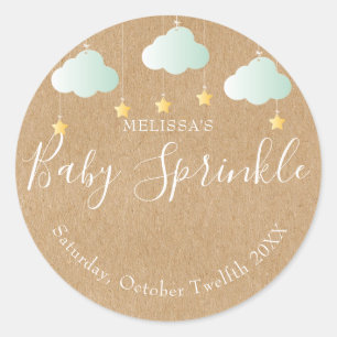 Adesivo Chá de bebê rústico kraft brilho sprinkle