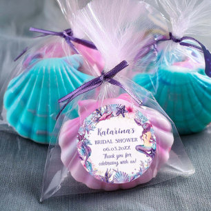 Adesivo Chá de Bebê Sereia Debaixo do Mar Roxo Turquesa