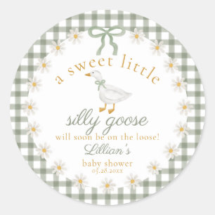Adesivo Chá de Bebê Silly Goose Green Gingham Cottagecore