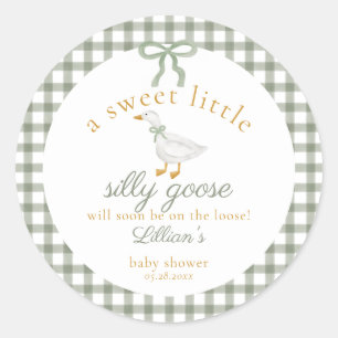 Adesivo Chá de Bebê Silly Goose Green Gingham Cottagecore