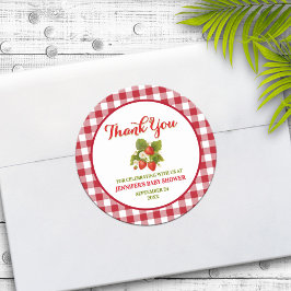 Adesivo Chá de Bebê Tema Morango Obrigado