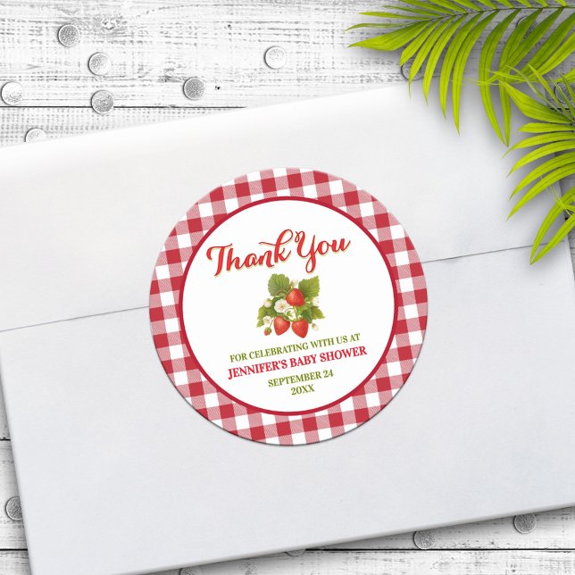 Adesivo Chá de Bebê Tema Morango Obrigado (Criador carregado)