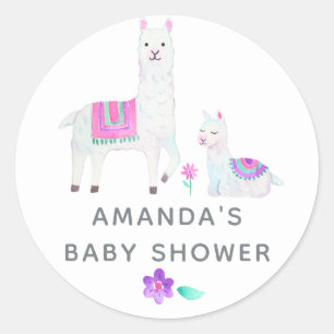 Adesivo Chá de Bebê temático de Llama em Aquarela