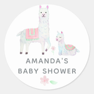 Adesivo Chá de Bebê temático Llama em Aquarela