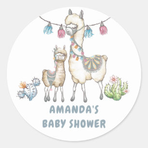 Adesivo Chá de Bebê temático Llama em Aquarela